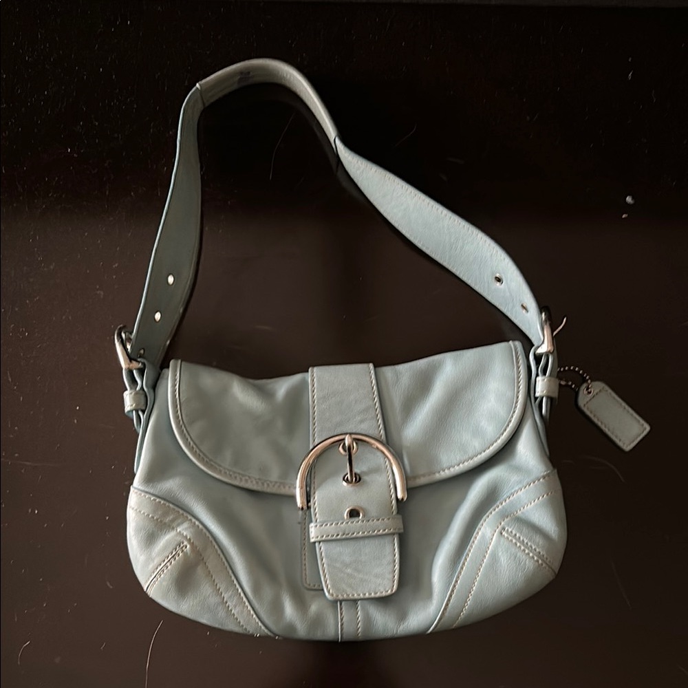 Coach Light Blue Leather Shoulder Bag